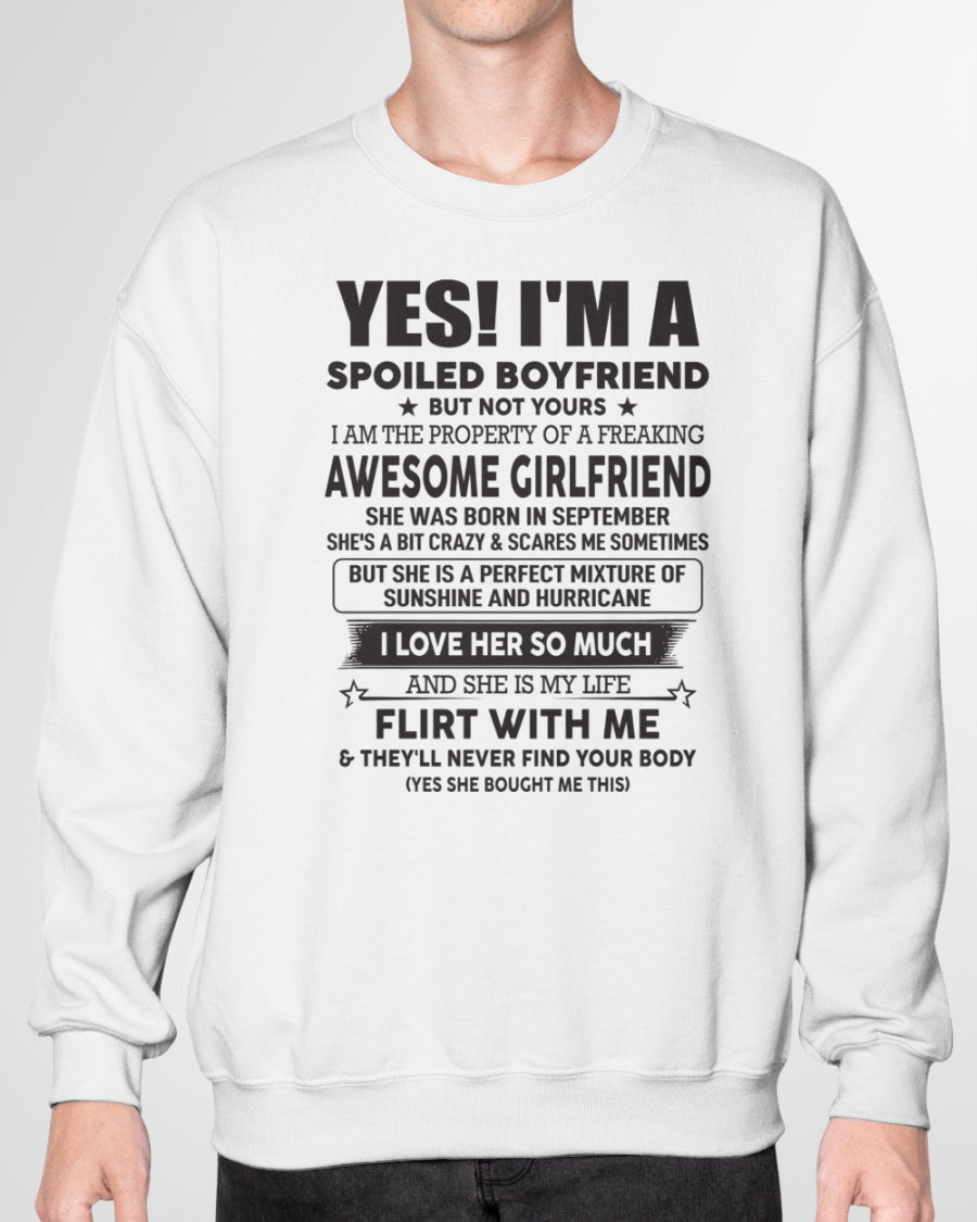 Spoiled Boyfriend of A September Queen - Perfect T-Shirt For Your BoyFriend DTSM09 (SKU-07-117-09)