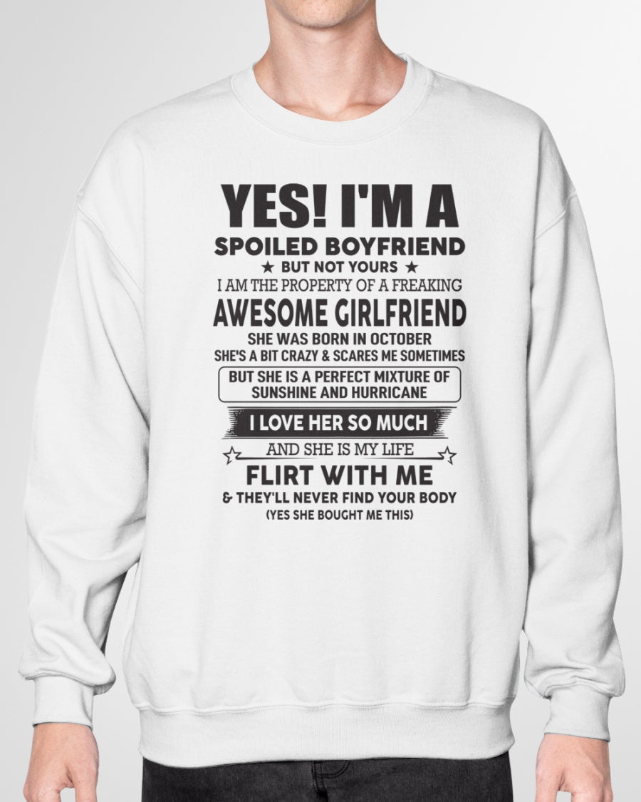 Spoiled Boyfriend of A October Queen - Perfect T-Shirt For Your BoyFriend DTSM10 (SKU-07-117-10)