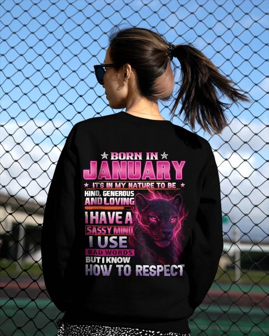 January - Fierce Panther Graphic Tee - Birthday Gift For Women - DTSM01 (SKU09-24-01)