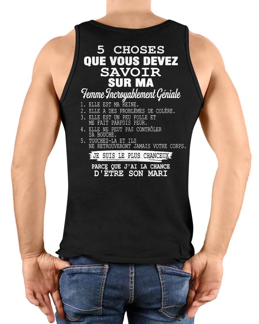 5 CHOSES QUE VOUS DEVEZ SAVOIR SUR MA FEMME INCROYABLEMENT GÉNIALE - CADEAU PARFAIT POUR VOTRE MARI, PETIT AMI - DTSM00 (SKU2605-160)