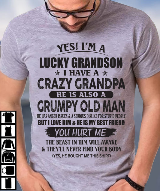 LUCKY GRANDSON OF CRAZY GRANDPA -  PERFECT GIFT FROM GRANDPA - DTSM00 (SKU12-145-00)