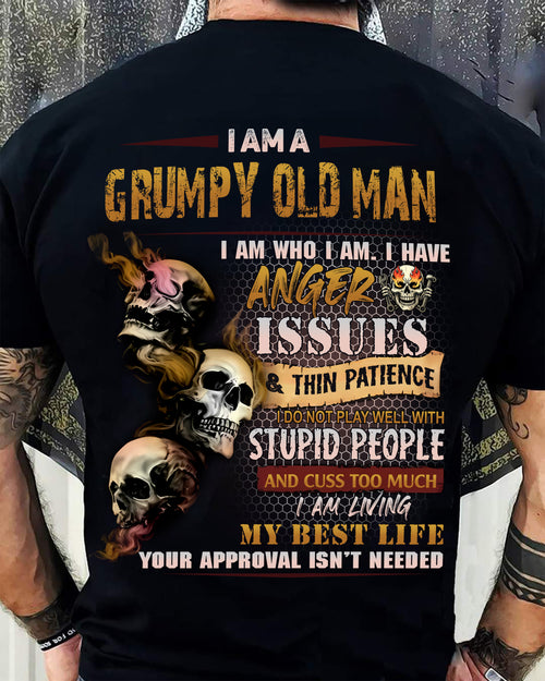 Grumpy Old Man T-Shirt - Funny Skull Anger Issues Tee - Perfect Gift For Men DTSM00 (SKU08-67-00)