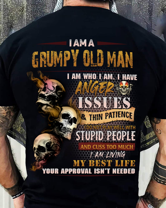 Grumpy Old Man T-Shirt - Funny Skull Anger Issues Tee - Perfect Gift For Men DTSM00 (SKU08-67-00)