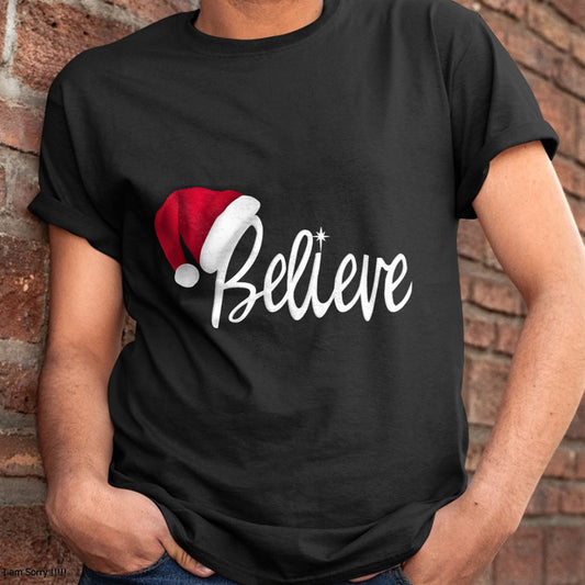Christmas Shirts for Family, Funny christmas shirts, Christmas Unisex T-Shirt/Hoodie/Sweatshirt HLT00 - Christmas Long Sleeve T-Shirt - Believe in Santa Claus Shirt