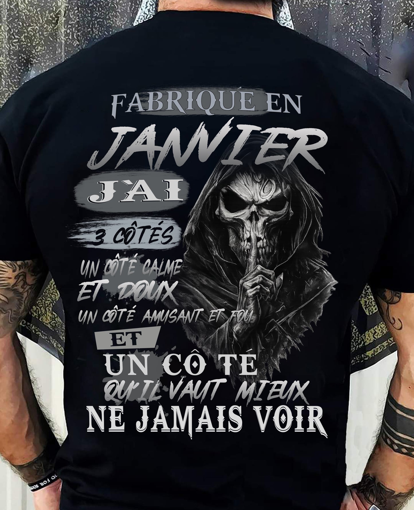 Fabriqué en Janvier – J’ai 3 Côtés | T-Shirt Homme Caractère Fort - DTSM01 (SKU26T-01174-01)