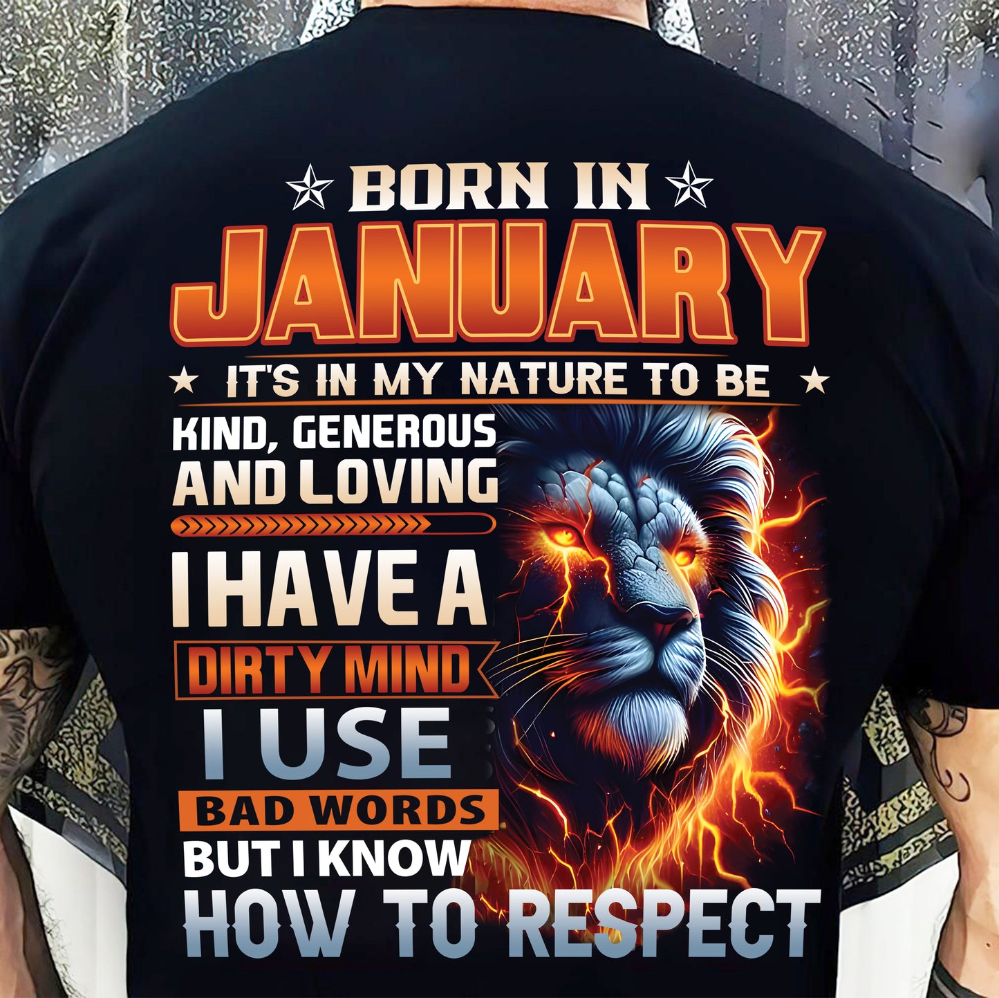 JANUARY - DIRTY MIND BUT KNOWS RESPECT - BIRTHDAY T-SHIRT FOR MEN - DTSM01 (SKU08-84-01)
