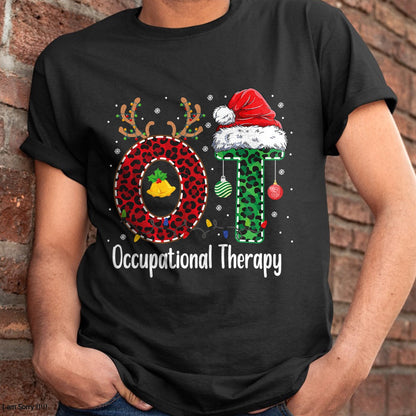 Christmas Shirts for Family, Funny christmas shirts, Christmas Unisex T-Shirt/Hoodie/Sweatshirt HLT00 - Occupational Therapy Christmas santa hat OT Therapist T-Shirt