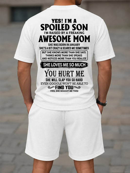 JANUARY - SPOILED SON OF AWESOME MOM - WAFFLE CASUAL SUIT - M13 - PERFECT GIFT FROM MOM - DTSM01 (SKU2607-85-01)