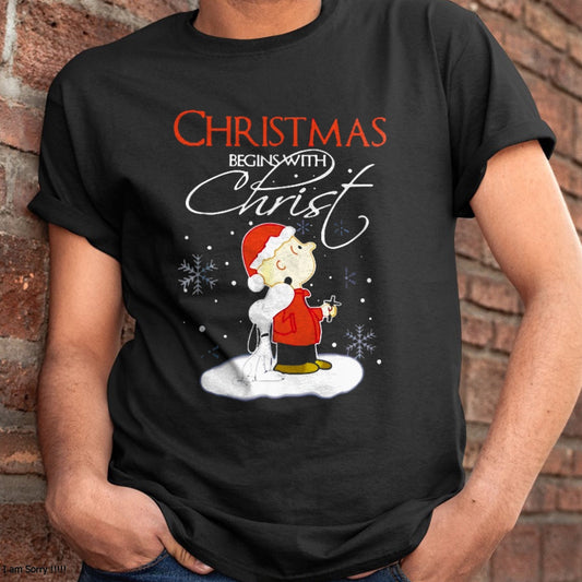 Christmas Shirts for Family, Funny christmas shirts, Christmas Unisex T-Shirt/Hoodie/Sweatshirt HLT00 - Christmas - Christmas Begins With Christ Xmas Gift Holiday costume T-Shirt