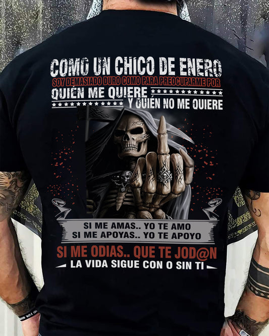 Camiseta de Cumpleaños de Enero para Hombre – Camiseta de Calavera Grim Reaper Ruda - DTSM01 (SKU08-73-01)