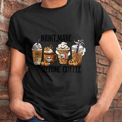 Christmas Shirts for Family, Funny christmas shirts, Christmas Unisex T-Shirt/Hoodie/Sweatshirt HLT00 - Nightmare Before Coffee Pumpkin Spice Halloween Costume T-Shirt