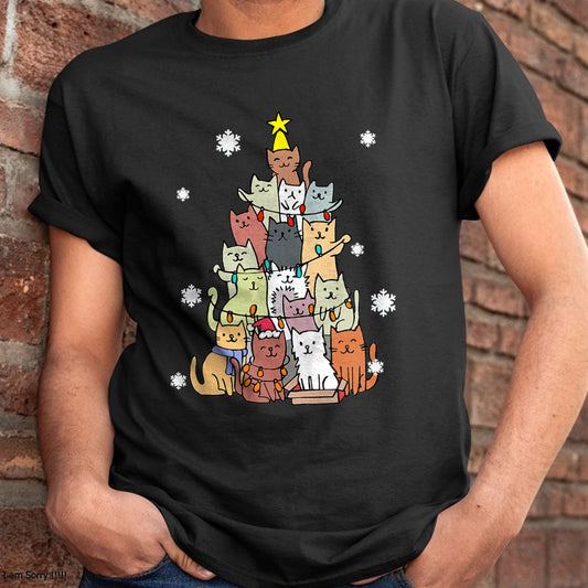 Christmas Shirts for Family, Funny christmas shirts, Christmas Unisex T-Shirt/Hoodie/Sweatshirt HLT00 - Ugly Christmas Sweater Cat Tree - Funny Xmas Cat Gift T-Shirt