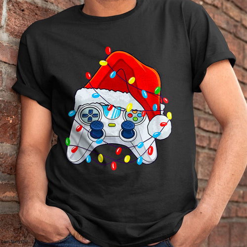 Christmas Shirts for Family, Funny christmas shirts, Christmas Unisex T-Shirt/Hoodie/Sweatshirt HLT00 - Video Game Controller Christmas Santa Hat Gamer Boys T-Shirt