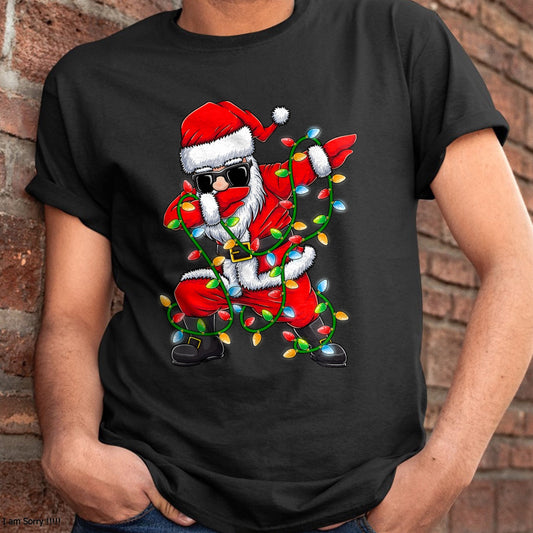 Christmas Shirts for Family, Funny christmas shirts, Christmas Unisex T-Shirt/Hoodie/Sweatshirt HLT00 - Dabbing Santa Xmas Lights Girls Boys Kids Christmas Gifts T-Shirt