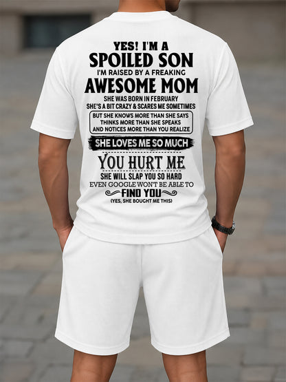 FEBRUARY - SPOILED SON OF AWESOME MOM - WAFFLE CASUAL SUIT - M13 - PERFECT GIFT FROM MOM - DTSM02 (SKU2607-85-02)