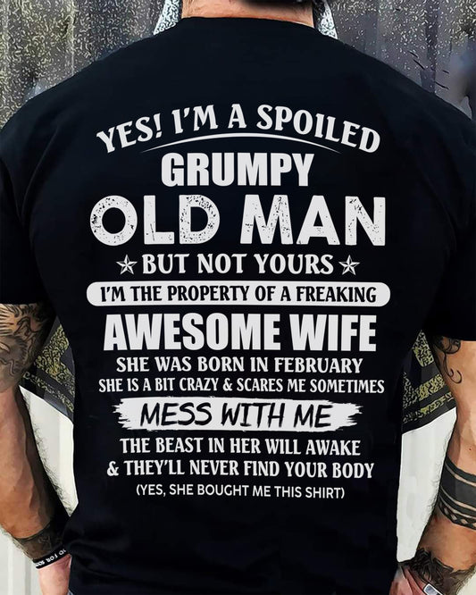 February - Grumpy Old Man with Awesome Wife - Perfect Gift From Wife - DTSM02 (SKU06-68-02)
