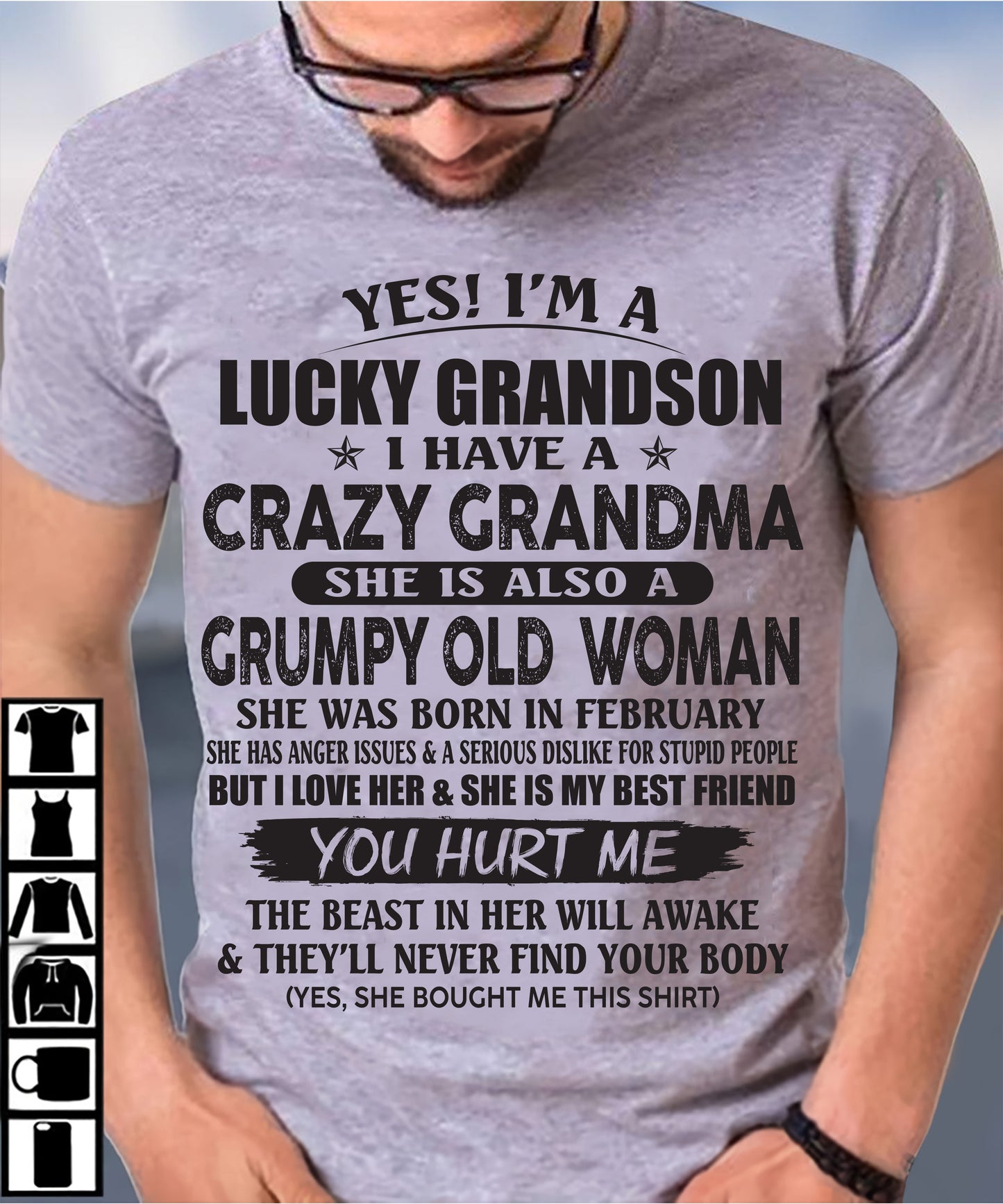 FEBRUARY - LUCKY GRANDSON OF CRAZY GRANDMA -  FROM GRANDMA - DTSM02 (SKU10-173-02)