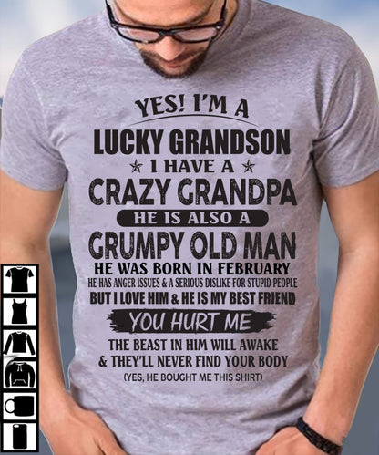 FEBRUARY - LUCKY GRANDSON OF CRAZY GRANDPA -  PERFECT GIFT FROM GRANDPA - DTSM02 (SKU12-145-02)
