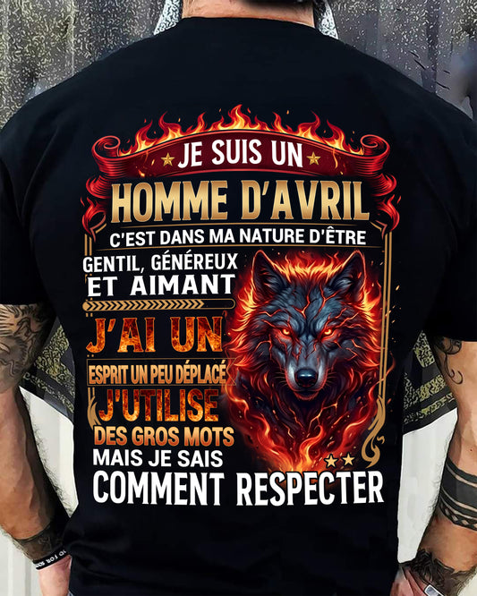 AVRIL - ESPRIT MALICIEUX MAIS SAIT RESPECTER - T-SHIRT ANNIVERSAIRE HOMME - IMPRESSION DTG PREMIUM - DTSM04 (SKU2604-87-04)
