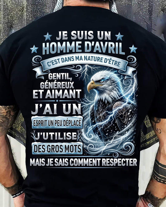 AVRIL - ESPRIT MALICIEUX MAIS SAIT RESPECTER - T-SHIRT ANNIVERSAIRE HOMME - IMPRESSION DTG PREMIUM - DTSM04 (SKU2604-86-04)