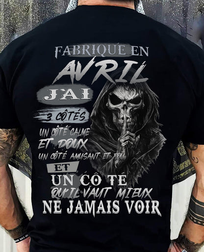 Fabriqué en Avril – J’ai 3 Côtés | T-Shirt Homme Caractère Fort - DTSM04 (SKU26T-01174-04)