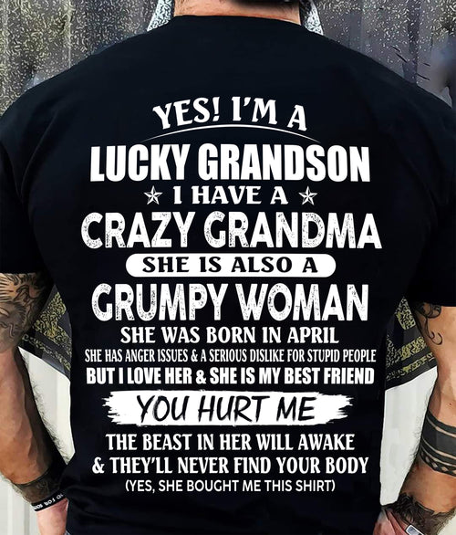 APRIL - LUCKY GRANDSON OF CRAZY GRANDMA - PERFECT GIFT FROM GRANDMA - DTSM04 (SKU2607-03-04)