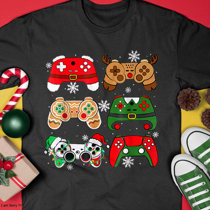 Christmas Shirts for Family, Funny christmas shirts, Christmas Unisex T-Shirt/Hoodie/Sweatshirt HLT00 - Boys Christmas Shirt Santa Elf Gaming Controllers Gamer Xmas T-Shirt