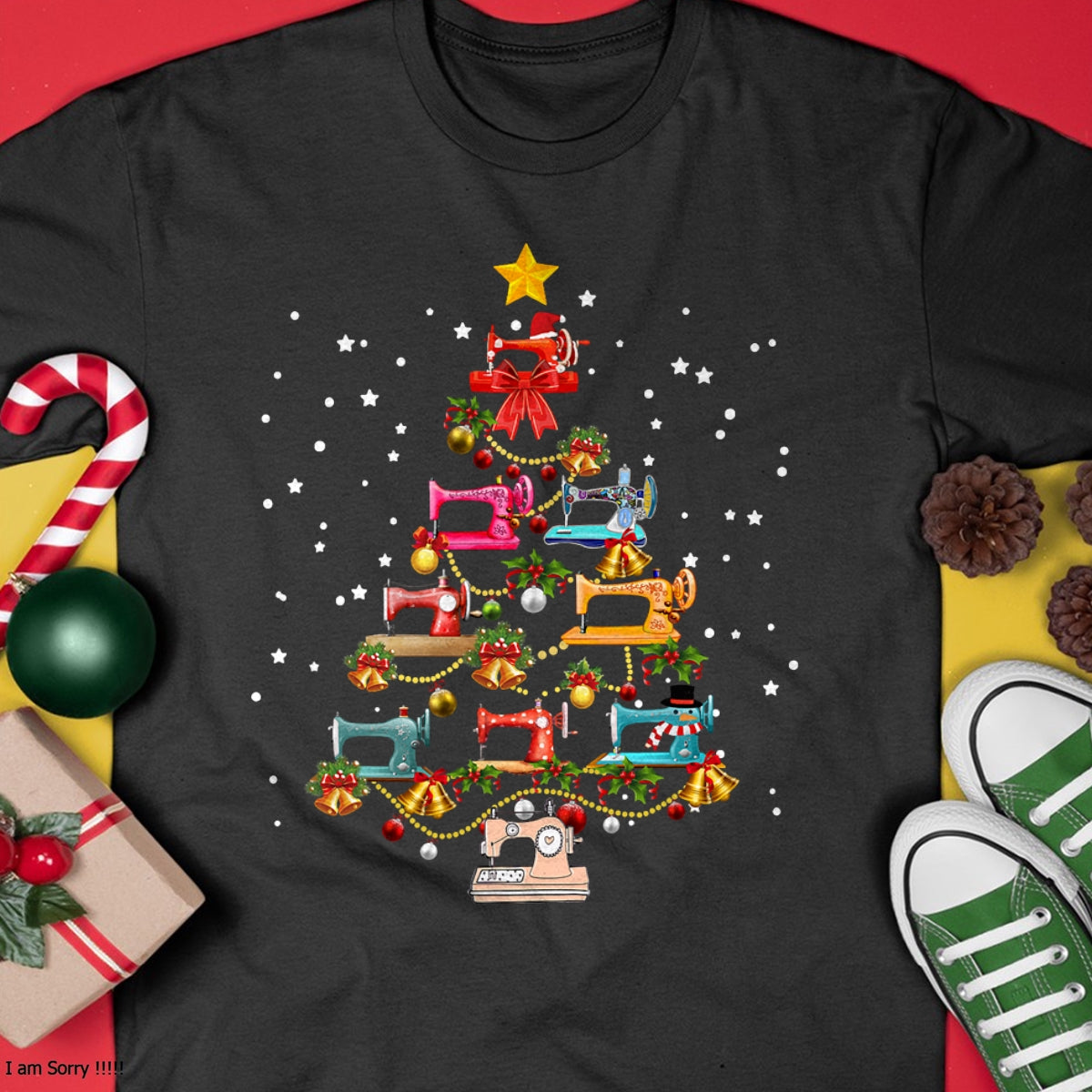 Christmas Shirts for Family, Funny christmas shirts, Christmas Unisex T-Shirt/Hoodie/Sweatshirt HLT00 - Funny Sewing Machine Christmas Tree Christmas Ornament Women T-Shirt