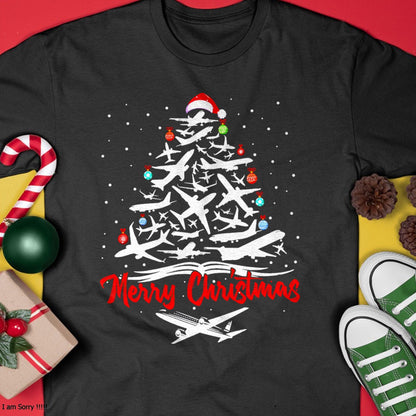Christmas Shirts for Family, Funny christmas shirts, Christmas Unisex T-Shirt/Hoodie/Sweatshirt HLT00 - Airplane Christmas Tree tshirts T-Shirt
