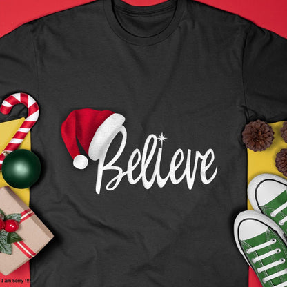 Christmas Shirts for Family, Funny christmas shirts, Christmas Unisex T-Shirt/Hoodie/Sweatshirt HLT00 - Christmas Long Sleeve T-Shirt - Believe in Santa Claus Shirt