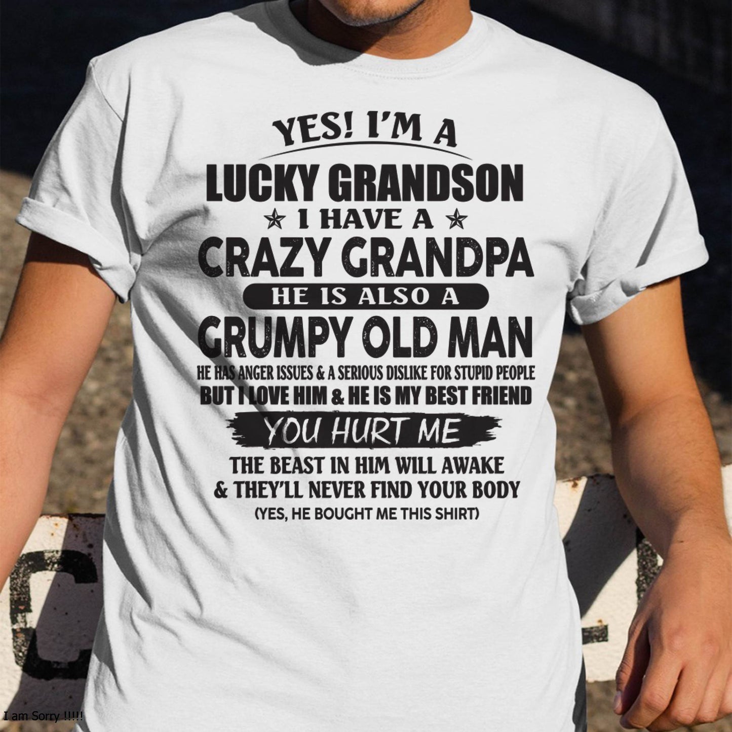 LUCKY GRANDSON OF CRAZY GRANDPA -  PERFECT GIFT FROM GRANDPA - DTSM00 (SKU12-145-00)