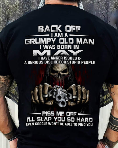 May - Grumpy Old Man T-Shirt – Funny Skull Gun Graphic Tee for Men - DTSM05 (SKU09-109-05)