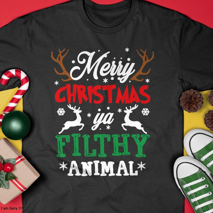 Christmas Shirts for Family, Funny christmas shirts, Christmas Unisex T-Shirt/Hoodie/Sweatshirt HLT00 - Merry Christmas Animal Filthy Ya Xmas Pajama T-Shirt