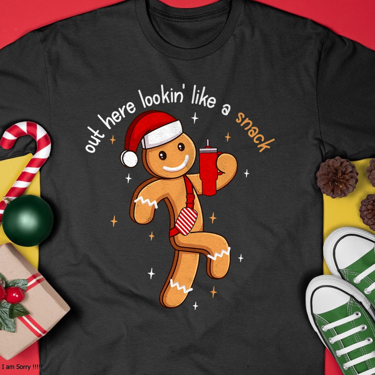Christmas Shirts for Family, Funny christmas shirts, Christmas Unisex T-Shirt/Hoodie/Sweatshirt HLT00 - Out Here Looking Like A Snack Funny BouJee Xmas Gingerbread T-Shirt