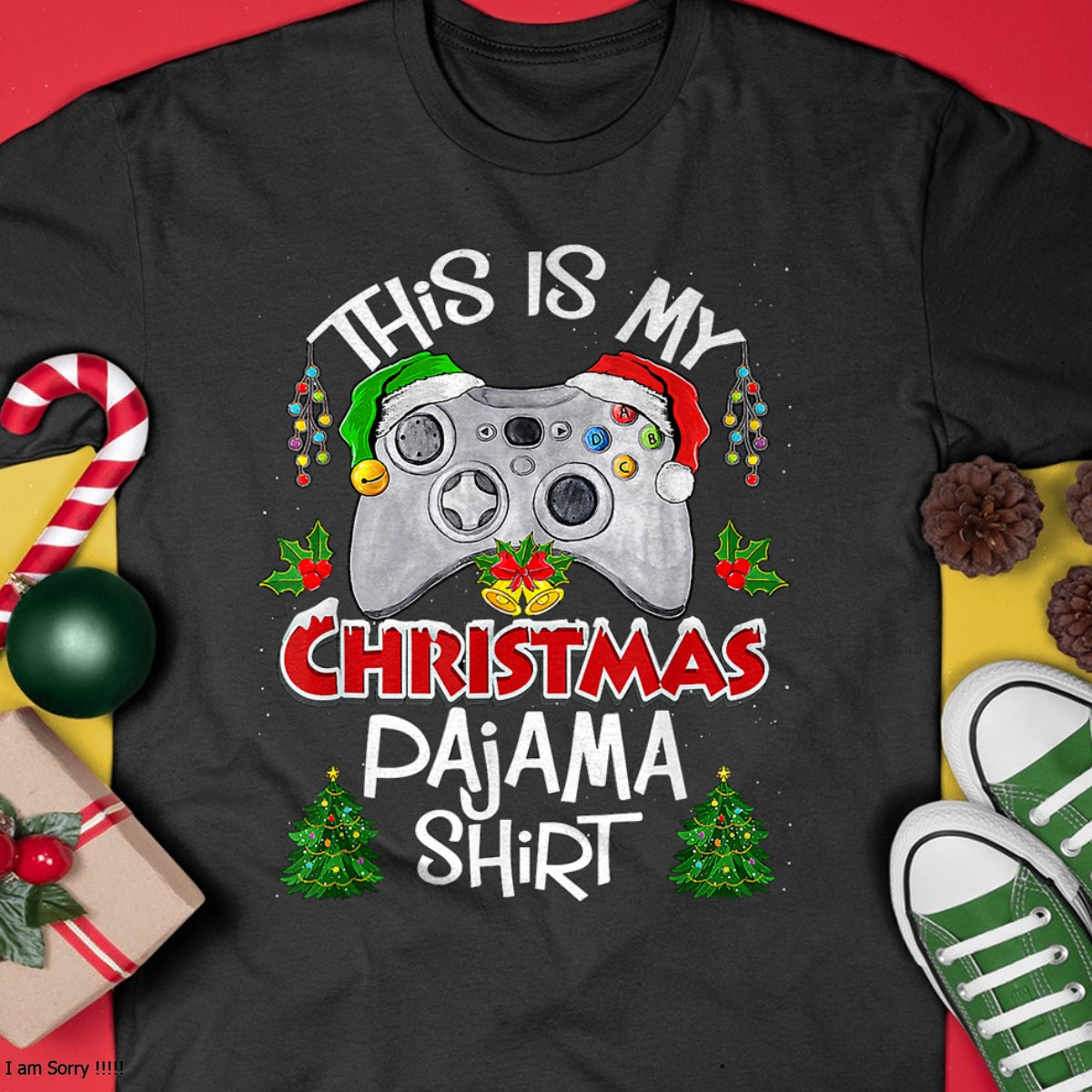 Christmas Shirts for Family, Funny christmas shirts, Christmas Unisex T-Shirt/Hoodie/Sweatshirt HLT00 - This is My Christmas Pajama Santa Hat Gamer Video Games T-Shirt