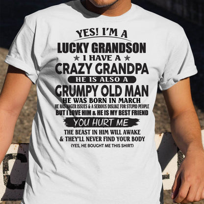 MARCH - LUCKY GRANDSON OF CRAZY GRANDPA -  PERFECT GIFT FROM GRANDPA - DTSM03 (SKU12-145-03)