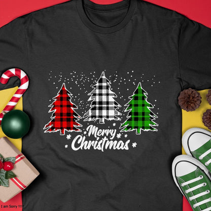Christmas Shirts for Family, Funny christmas shirts, Christmas Unisex T-Shirt/Hoodie/Sweatshirt HLT00 - Merry Christmas Tree Xmas Buffalo Plaid Red White Green T-Shirt