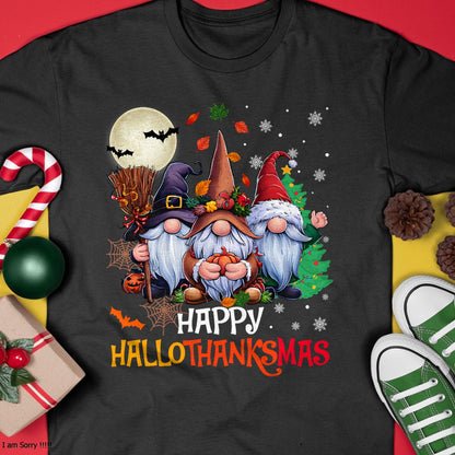 Christmas Shirts for Family, Funny christmas shirts, Christmas Unisex T-Shirt/Hoodie/Sweatshirt HLT00 - Happy Hallothanksmas Gnomes Lover Halloween Merry Christmas T-Shirt