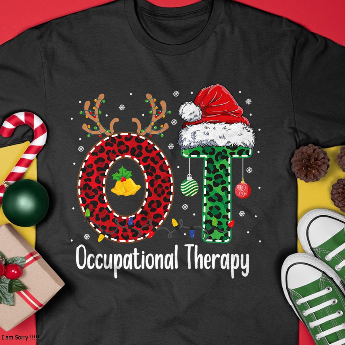 Christmas Shirts for Family, Funny christmas shirts, Christmas Unisex T-Shirt/Hoodie/Sweatshirt HLT00 - Occupational Therapy Christmas santa hat OT Therapist T-Shirt