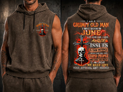 JUNE - GRUMPY OLD MAN - FULLY PRINTED HOODED VEST - A09-805 - PERFECT GIFT FOR MEN DTSM06 (SKU2607-07-06)