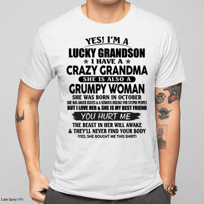 OCTOBER - LUCKY GRANDSON OF CRAZY GRANDMA -  PERFECT GIFT FROM GRANDMA - DTSM10 (SKU12-113-10)