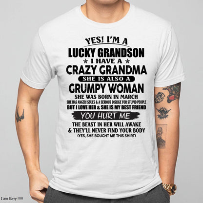 MARCH - LUCKY GRANDSON OF CRAZY GRANDMA -  PERFECT GIFT FROM GRANDMA - DTSM03 (SKU12-113-03)
