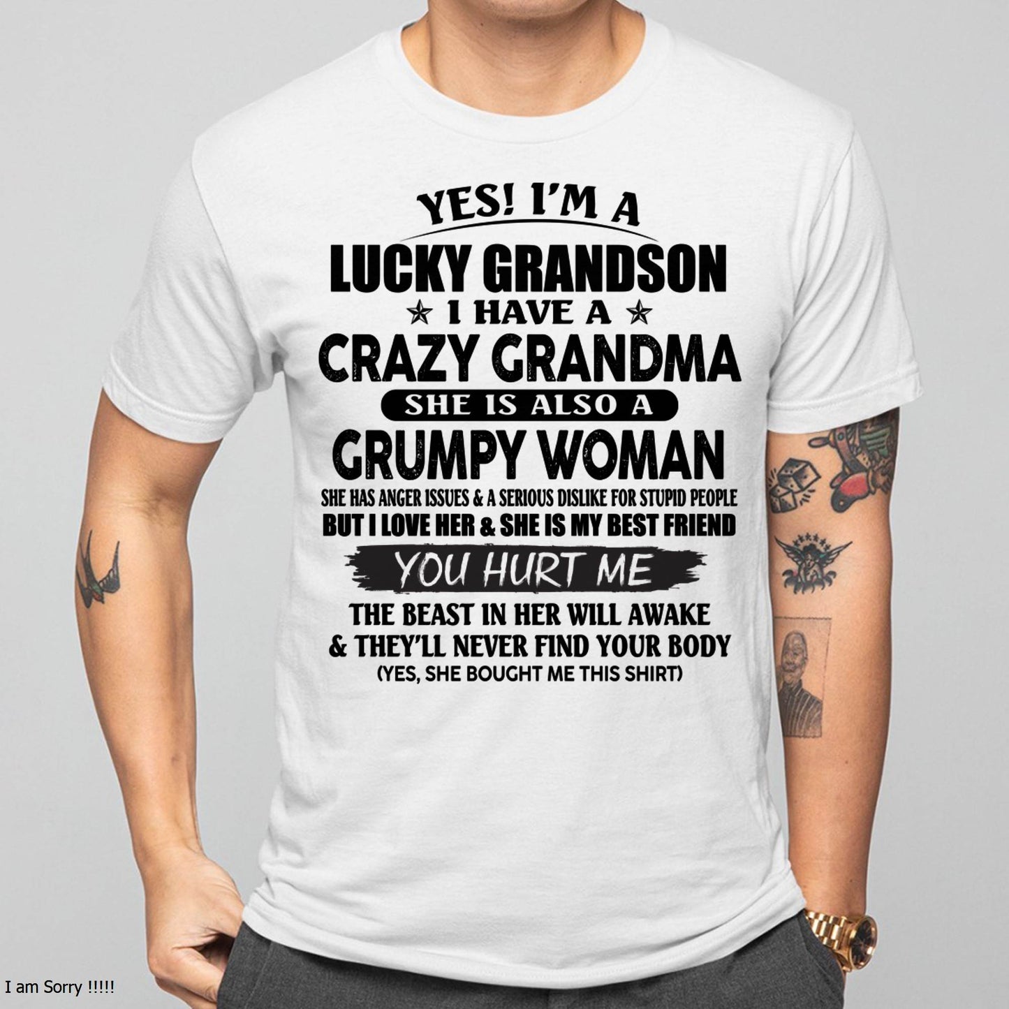 LUCKY GRANDSON OF CRAZY GRANDMA -  PERFECT GIFT FROM GRANDMA - DTSM00 (SKU12-113-00)