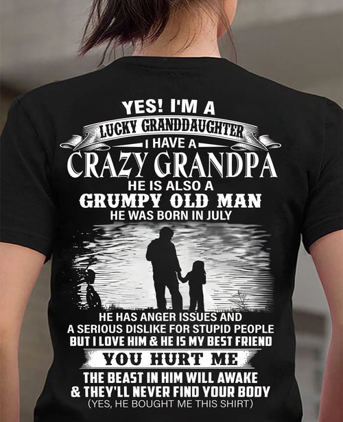 JULY - LUCKY GRANDDAUGHTER OF CRAZY GRANDPA - PERFECT GIFT FOR YOUR GRANDDAUGHTER FROM GRANDPA - DTSM07 (SKU2604-77-07)