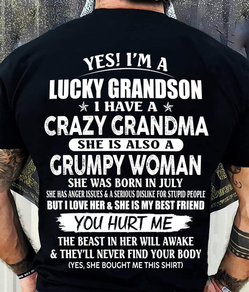 JULY - LUCKY GRANDSON OF CRAZY GRANDMA - PERFECT GIFT FROM GRANDMA - DTSM07 (SKU2607-03-07)