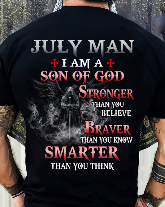 JULY MAN CHRISTIAN T-SHIRT - SON OF GOD STRONGER BRAVER SMARTER FAITH-BASED GIFT FOR MEN - DTSM07 (SKU2606-128-07)
