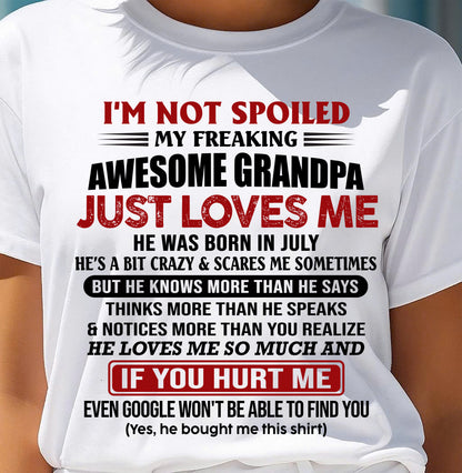 JULY - AWESOME GRANDPA LOVES ME - GIFT FOR GRANDDAUGHTER FROM GRANDPA - DTSM07 (SKU09-127-07)