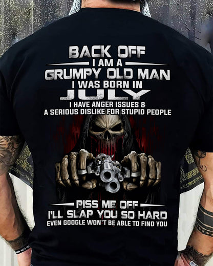 July - Grumpy Old Man T-Shirt – Funny Skull Gun Graphic Tee for Men - DTSM07 (SKU09-109-07)