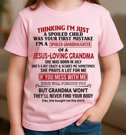 Christian Girl Shirt – Spoiled by Grandma July Edition – From Grandma to Granddaughter NTTD07 (SKU07-181-07)