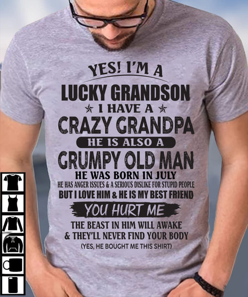 JULY - LUCKY GRANDSON OF CRAZY GRANDPA -  PERFECT GIFT FROM GRANDPA - DTSM07 (SKU12-145-07)